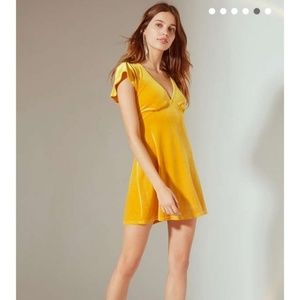 Urban Oufitters Yellow Velvet Dress